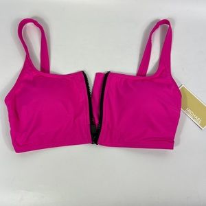 Michael Kors Pink Bikini Top With Zipper Detail S NWT